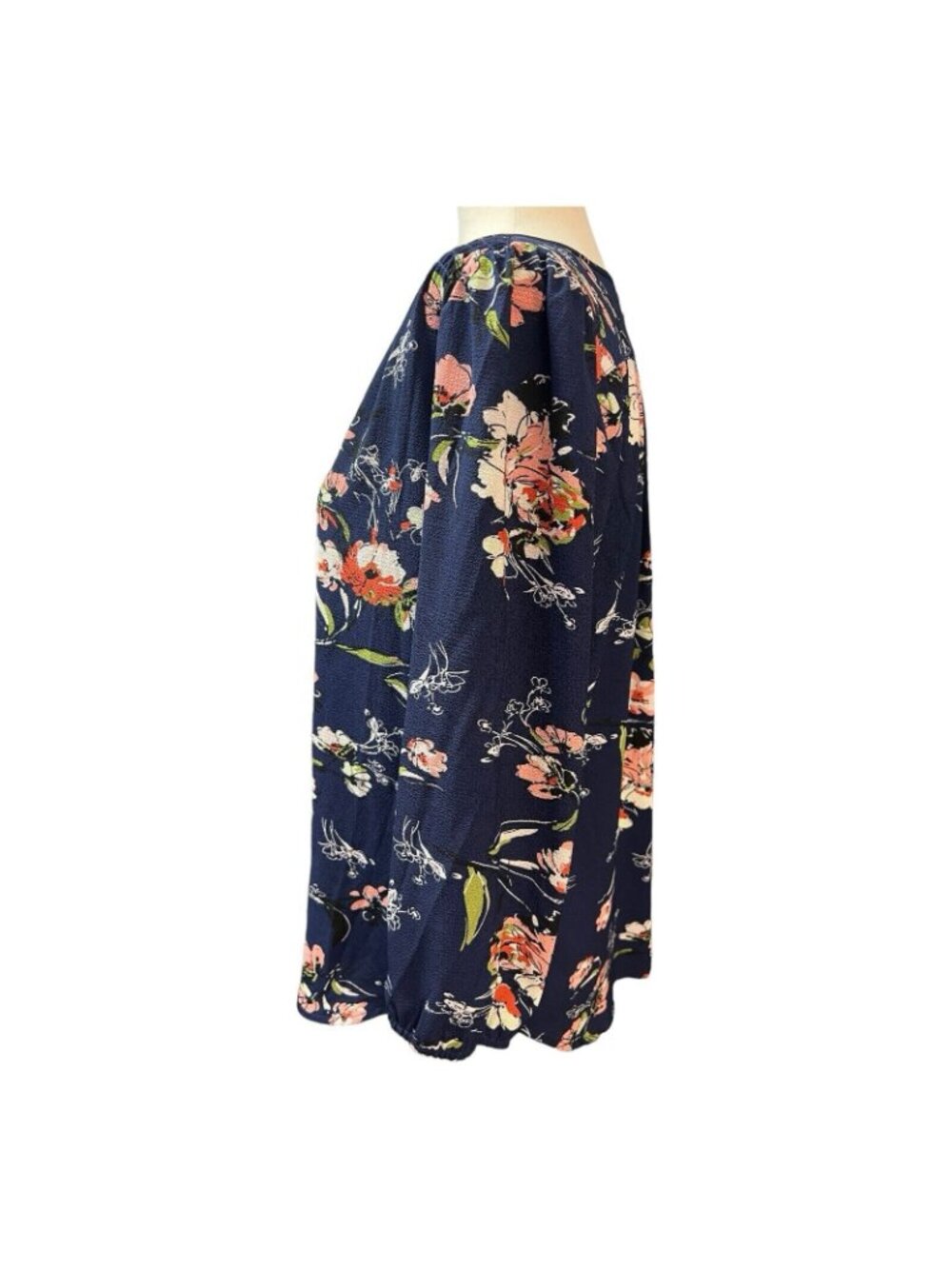 Fun2Fun Womens Floral Blouse~Size Small~Navy 3/4 Sleeve Top~NWOT~L12 10 - Picture 9 of 12